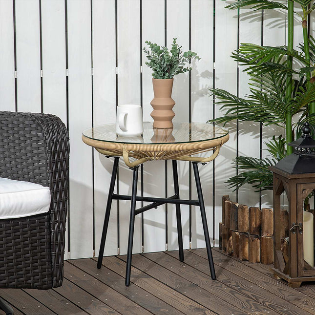 Round bistro table for garden or patio, black & beige, 50 cm