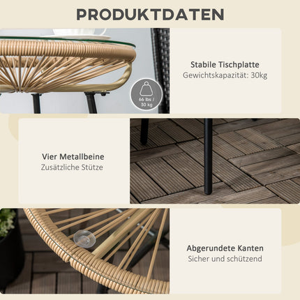 Round bistro table for garden or patio, black & beige, 50 cm