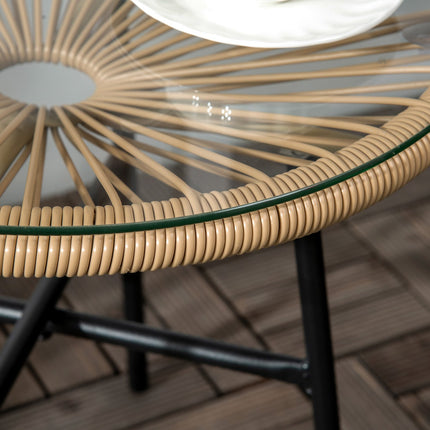 Round bistro table for garden or patio, black & beige, 50 cm