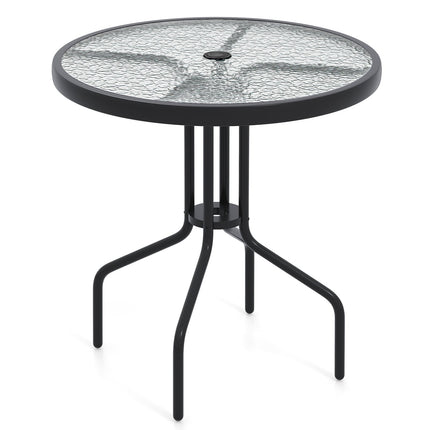 Bistro Table with Umbrella Hole, 70cm Glass Top