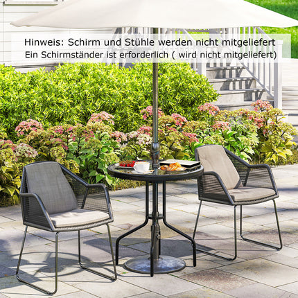 Bistro Table with Umbrella Hole, 70cm Glass Top