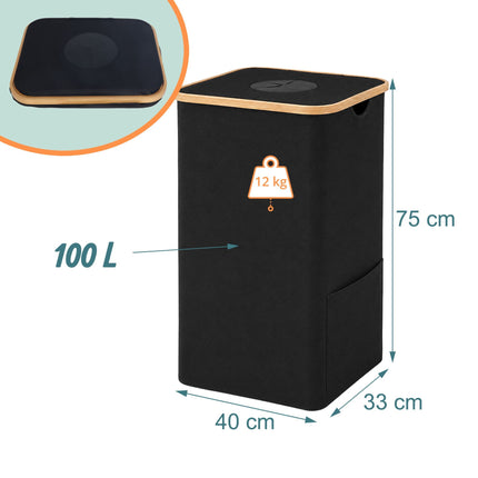 Black 100L Bottle Collection Bin with Removable Bag