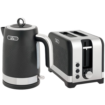 Black 1.7L Kettle & 2-Slice Toaster Set, 2200W
