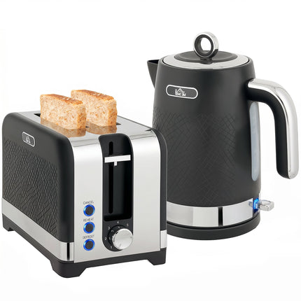 Black 1.7L Kettle & 2-Slice Toaster Set, 2200W