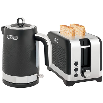 Black 1.7L Kettle & 2-Slice Toaster Set, 2200W