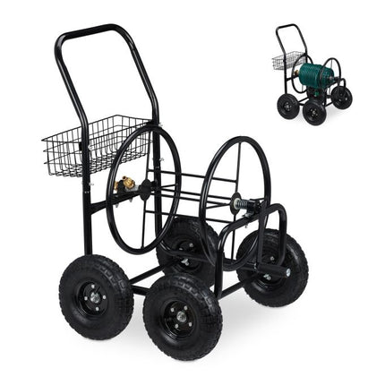 Black 4 Wheel Hose Trolley