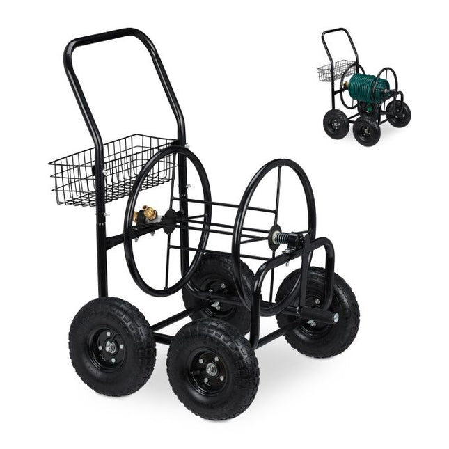 Black 4 Wheel Hose Trolley