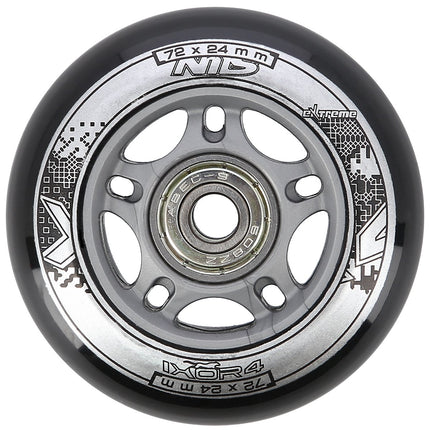 Black 72x24 82A Wheels & ABEC-9 Bearings Set (4+8)