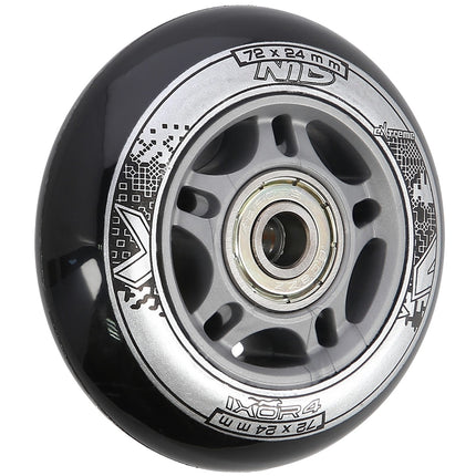 Black 72x24 82A Wheels & ABEC-9 Bearings Set (4+8)