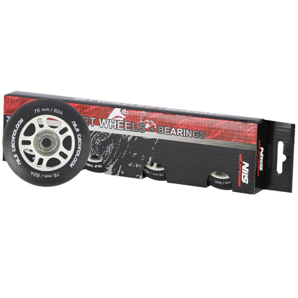 Black 76x24 82A PU Wheels & ABEC-9 Bearings Set