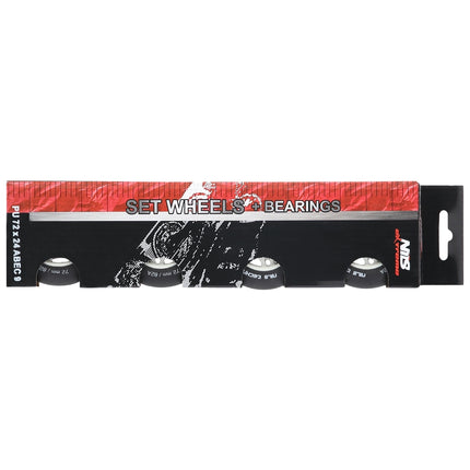 Black 76x24 82A PU Wheels & ABEC-9 Bearings Set