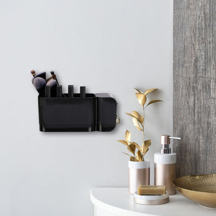 Black Adhesive Bathroom Cosmetics Organiser, 4 Compartments