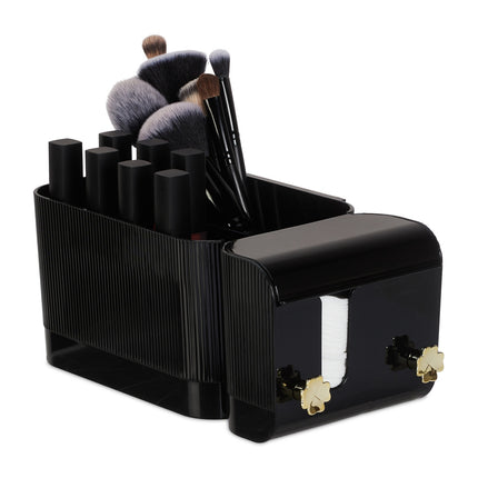 Black Adhesive Bathroom Cosmetics Organiser, 4 Compartments