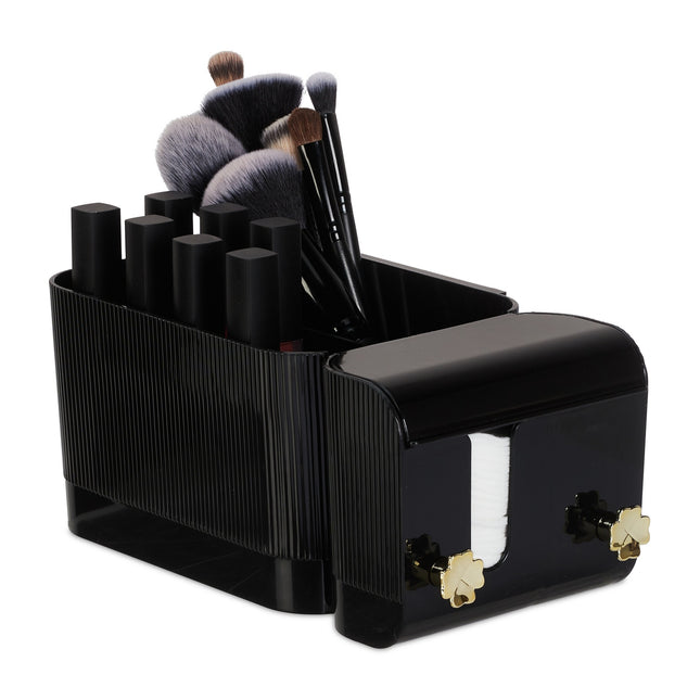 Black Adhesive Bathroom Cosmetics Organiser, 4 Compartments