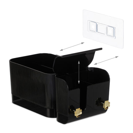 Black Adhesive Bathroom Cosmetics Organiser, 4 Compartments