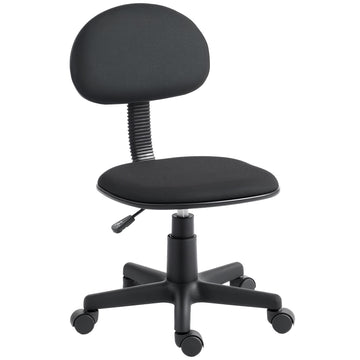 Black Armless Desk Chair, Adjustable Height, Swivel Wheels