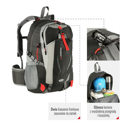 Black Backpack, 25L Capacity, Lightweight Design