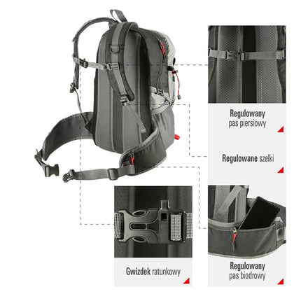 Black Backpack, 25L Capacity, Lightweight Design