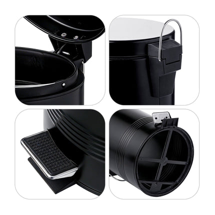 Black Bathroom Set with Pedal Bin & Toilet Brush