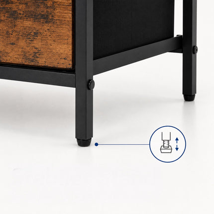 Black Bedside Table with 2 Drawers & Shelves, Set of 2
