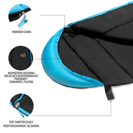 Black-Blue Sleeping Bag, Lightweight, Compact