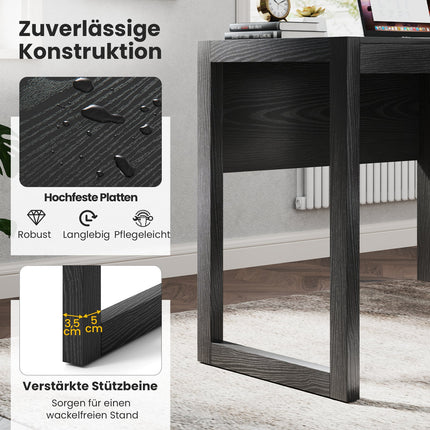 Black Computer Desk with Storage Cabinet, 112cm