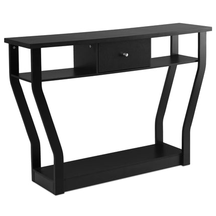 Black Console Table with Drawer and Shelf – 120 x 30 x 81 cm