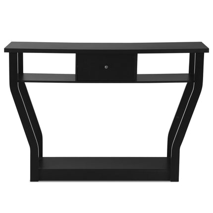Black Console Table with Drawer and Shelf – 120 x 30 x 81 cm
