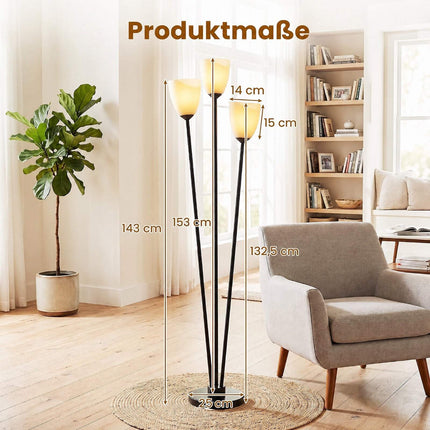 Black Floor Lamp with 3 Acrylic Shades, 153 cm
