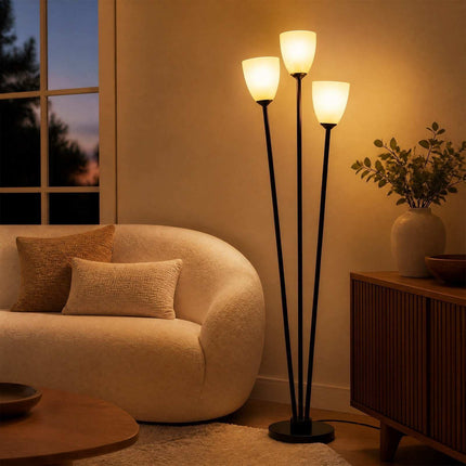 Black Floor Lamp with 3 Acrylic Shades, 153 cm