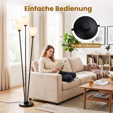 Black Floor Lamp with 3 Acrylic Shades, 153 cm