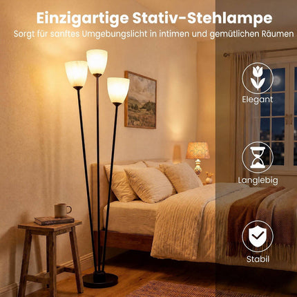 Black Floor Lamp with 3 Acrylic Shades, 153 cm