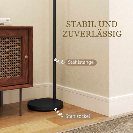 Black Floor Lamp with White Fabric Shade, E27 Socket