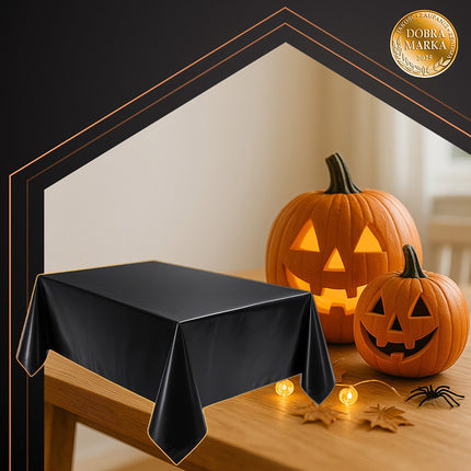 Black Foil Tablecloth, 137x274cm, Waterproof & Reusable