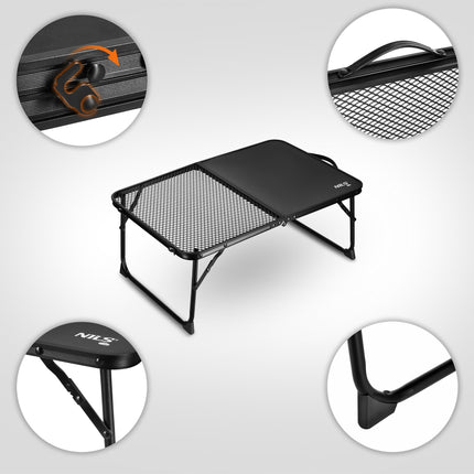 Black Folding Camping Table – Lightweight, Compact, 60x40 cm