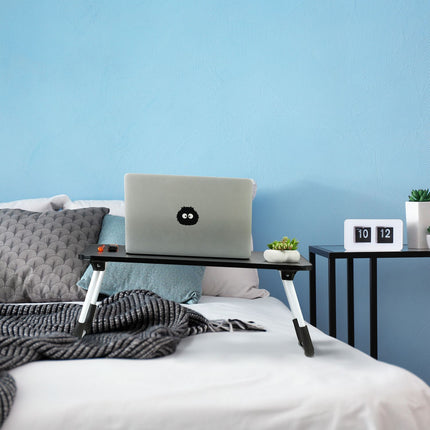 Black Folding Lap Desk – Laptop Bed Tray with Iron Frame