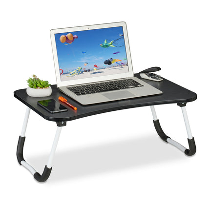 Black Folding Lap Desk – Laptop Bed Tray with Iron Frame
