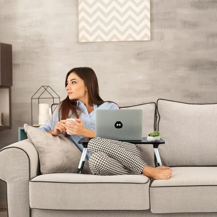 Black Folding Lap Desk – Laptop Bed Tray with Iron Frame