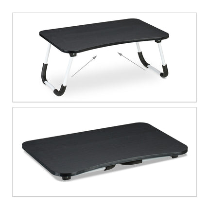 Black Folding Lap Desk – Laptop Bed Tray with Iron Frame