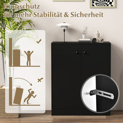 Black Freestanding Sideboard with Adjustable Shelves, 72x34x85.5 cm