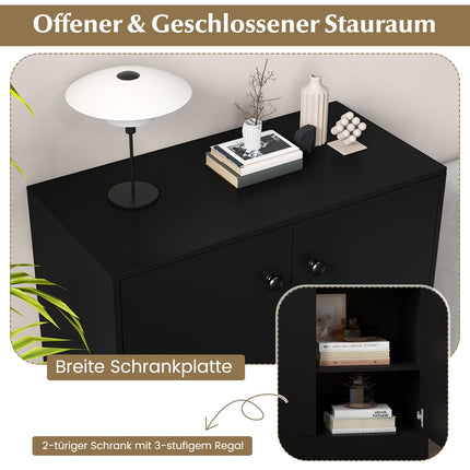 Black Freestanding Sideboard with Adjustable Shelves, 72x34x85.5 cm