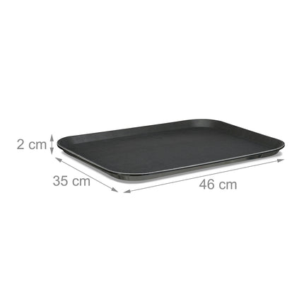Black Gastro Serving Trays Set, 46x35cm, Non-Slip, 2-Pack