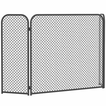 Black Geometric Foldable Fireplace Screen – Metal, 3-Panel