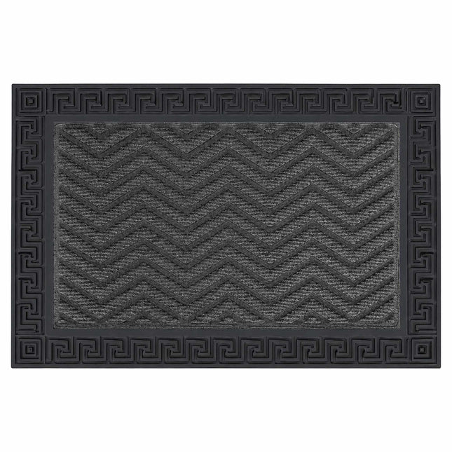 Black Grooved Polypropylene Doormat, 40 x 60 cm