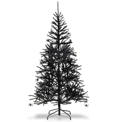 Black Halloween Tree with Purple LED Lights, 183 cm