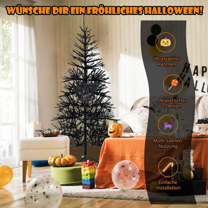 Black Halloween Tree with Purple LED Lights, 183 cm