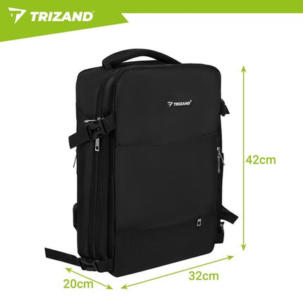 Black Hiking Backpack, 40x20x25 cm, USB Port