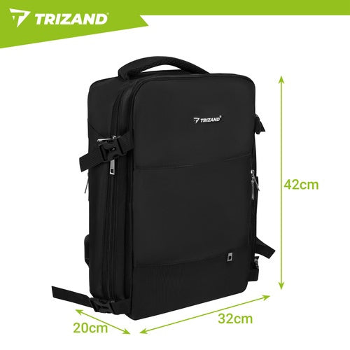 Black Hiking Backpack, 40x20x25 cm, USB Port