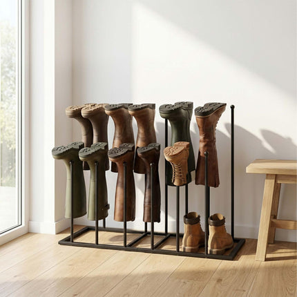Black Iron Boot Rack for 4 Pairs, 45x41x25 cm