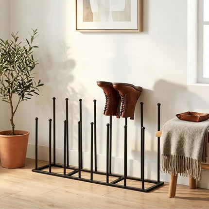 Black Iron Boot Rack for 4 Pairs, 45x41x25 cm